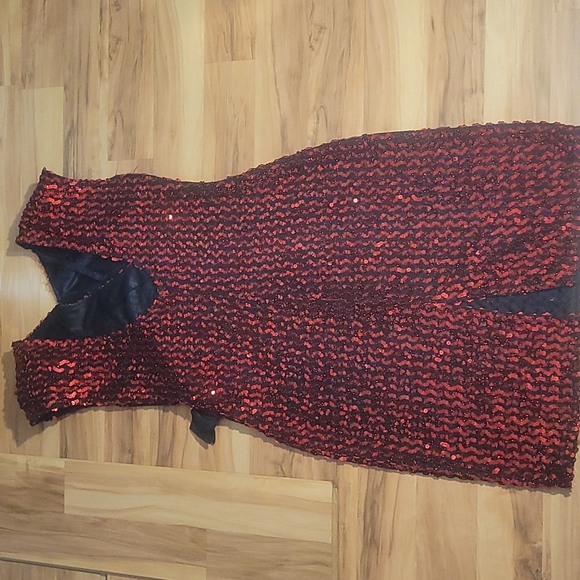 Vintage 80s Red Dress M-L - Picture 5 of 12